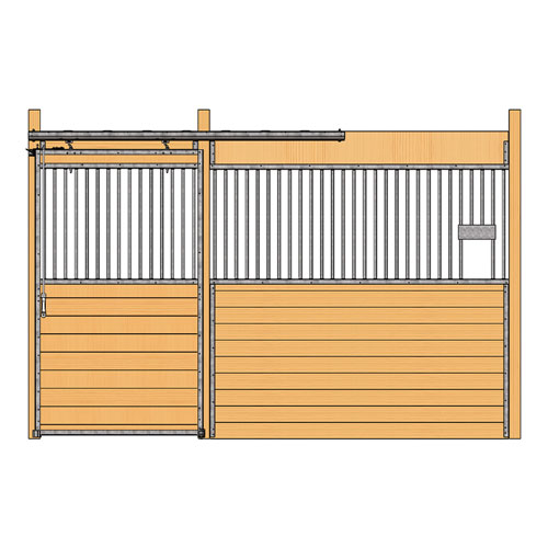 Essex Stall Front with Grill Top Door & Feed Opening Kit, Galvalume