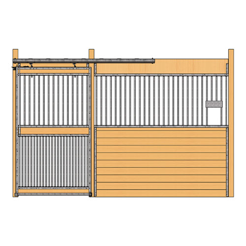 Essex Stall Front with Full Grill Door & Feed Opening Kit, Galvalume