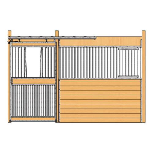 Essex Stall Front with Full Grill V-Door and Feed Door Kit, Galvalume
