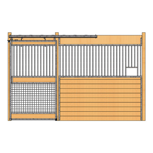 Oxford Welded Stall Front with Grill Top, Mesh Bottom Door & Feed Opening Kit