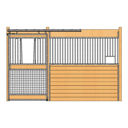 Oxford Welded Stall Front with Mesh Bottom V-Door & Feed Opening Kit