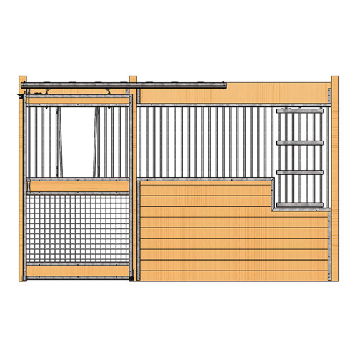 Oxford Welded Stall Front with Mesh Bottom V-Door & Large Feed Door Kit